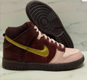 Mystore10 Nike Dunk High GS Deep Burgundy Metallic Gold Pink SB 316604 671 Size 5-6