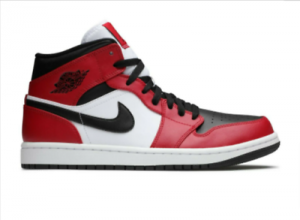 Mystore10 NIKE JORDAN 1 MID CHICAGO BLACK TOE BLACK GYM RED 554725 069 Size: 4Y-13