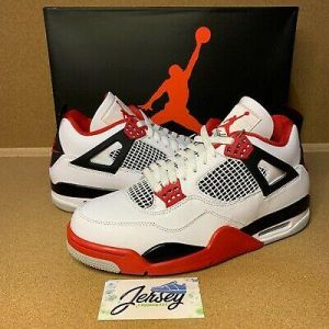 Mystore10 Nike Air Jordan 4 Retro (GS) Fire Red Size 4.5Y-7Y Tech Grey 408452-160